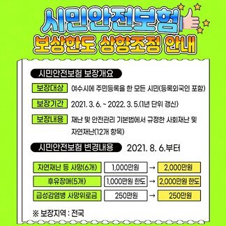 2021 시민안전보험 보상한도 상향조정