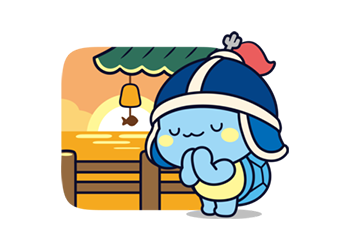 장군이가 노을에 기도하는 모습