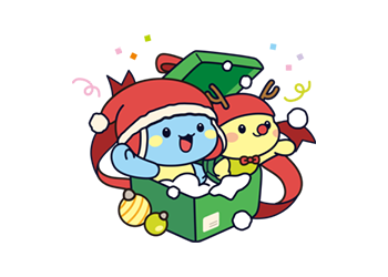 장군이와 오동이가 선물상자에 들어가있는 모습