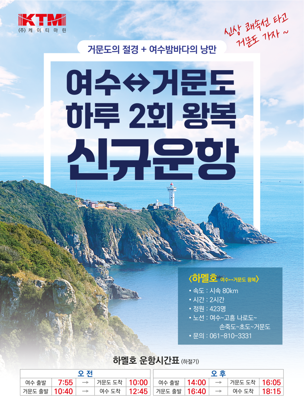 여수-거문도 하루 2회 왕복 신규운항