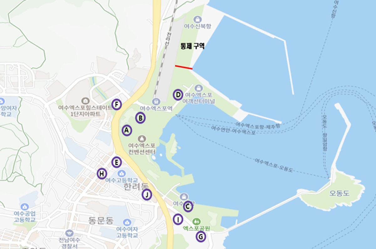 2026 여수밤바다 불꽃축제  주차장 위치도
