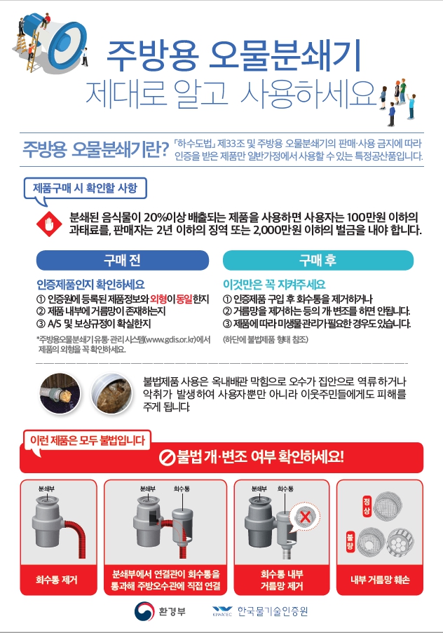 ▲ 여수시가 불법 개조된 주방용 오물분쇄기가 하수의 흐름을 막아 악취와 역류 발생의 주범이 되고 있다며 주의를 당부했다.
